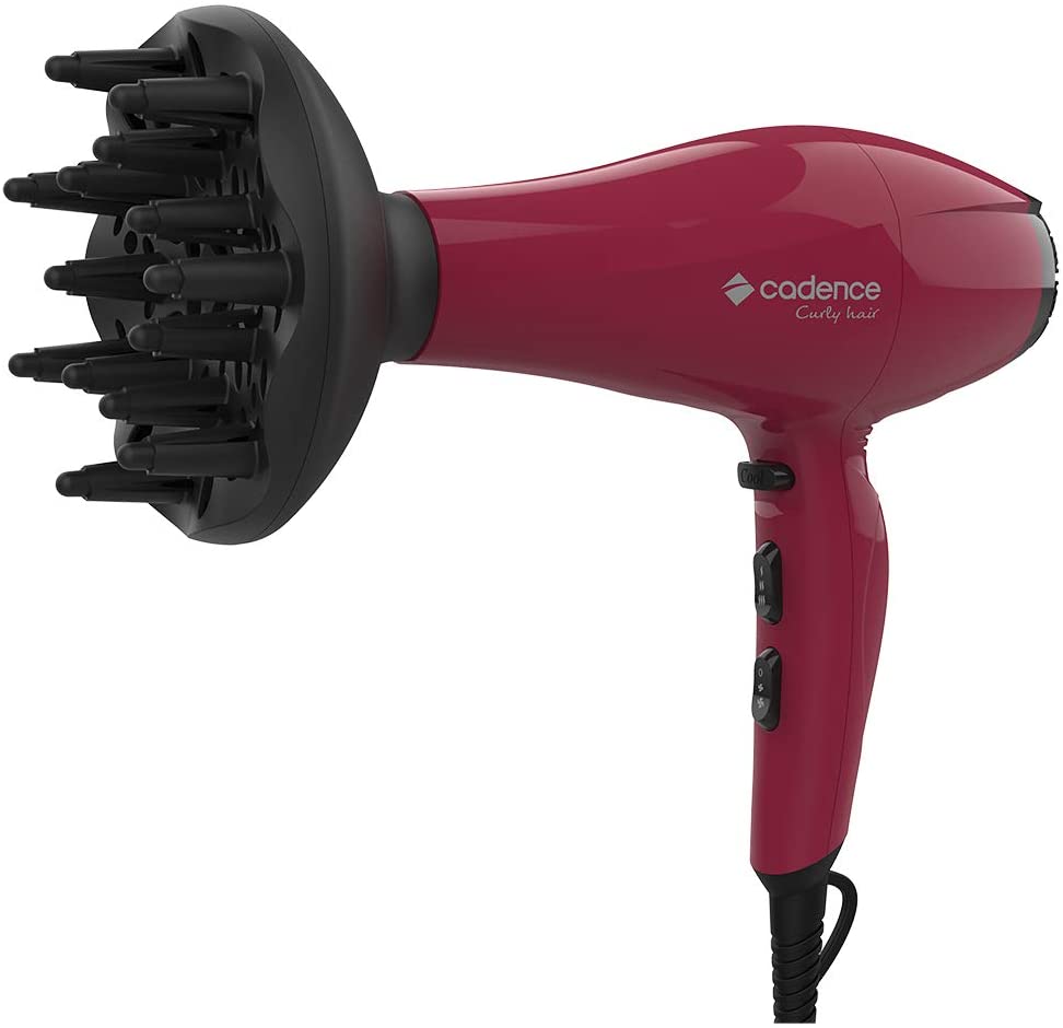 Secador de Cabelos com Difusor Curly Hair, Vermelho, 220v, Cadence